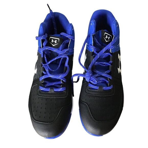Under Armour Youth Baseball Cleats Size 11.5 Black & Blue Synthetic - Picture 4 of 11